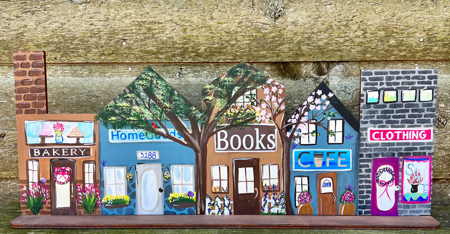 Spring Miniature Village Hand Painted Design for Shelf Sitter