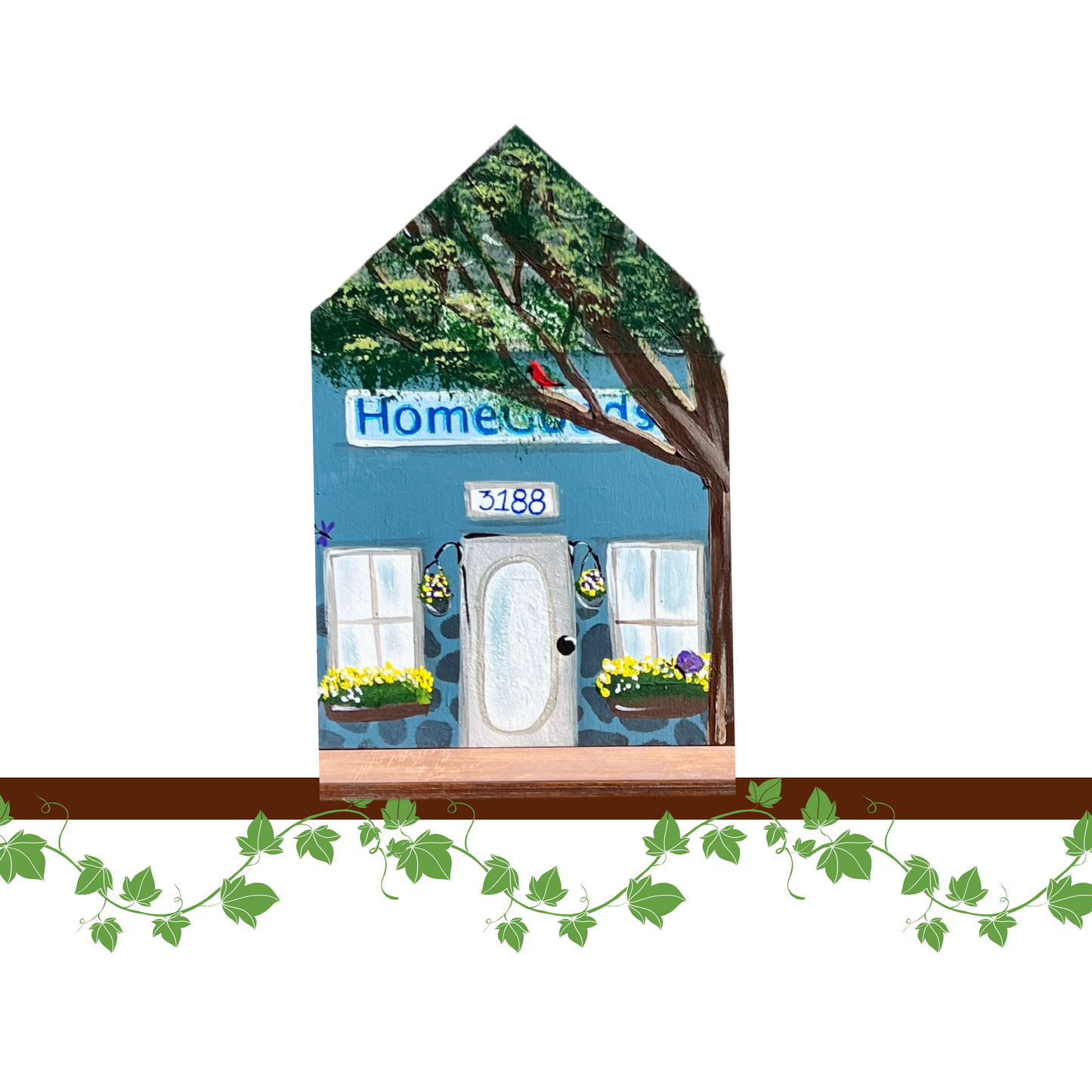 Spring Miniature Village Hand Painted Design for Shelf Sitter
