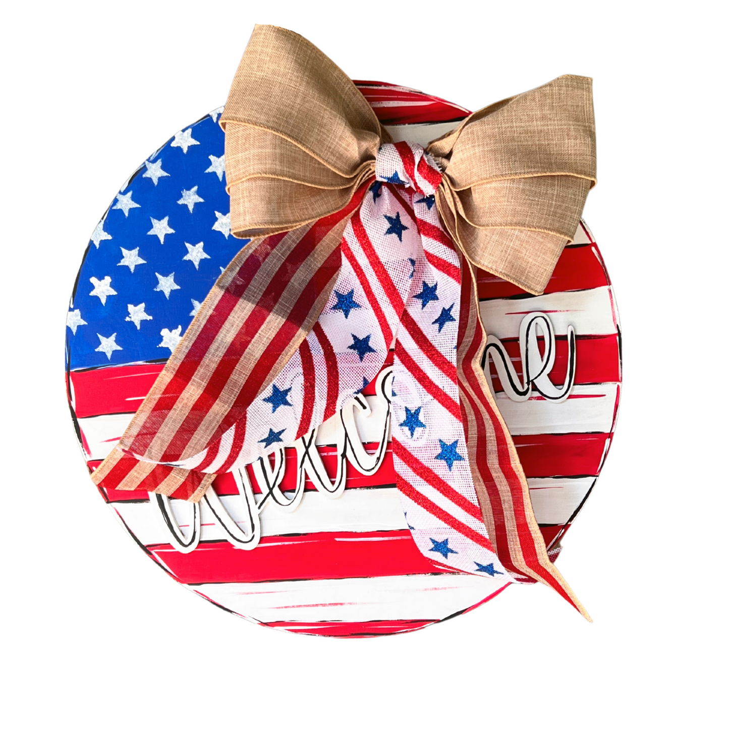 Patriotic Wood Round Welcome Sign Art Kit