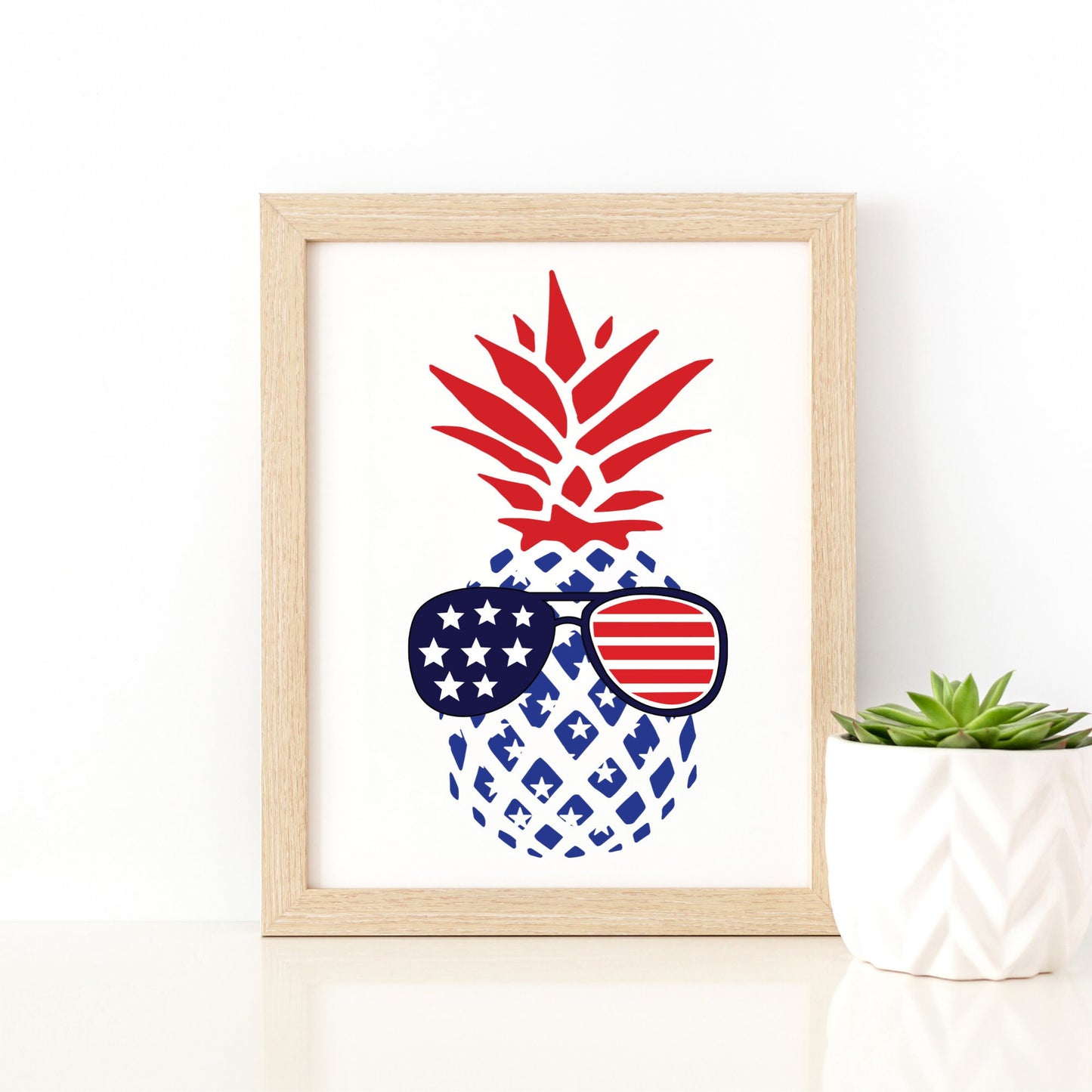 Patriotic Summer Pineapple with Sunglasses Digital Art