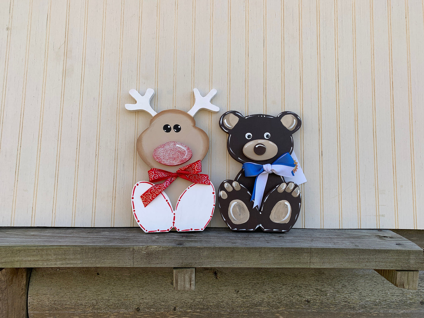 Reindeer Shelf Sitter|Hand Painted Wood Reindeer