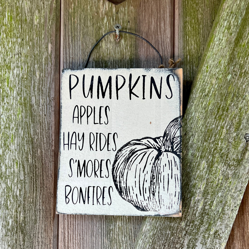 Farmhouse Rustic Wood Fall Pumpkin Home Decor Sign