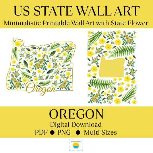 Oregon State & State Flower Printable Wall Art – Digital Download