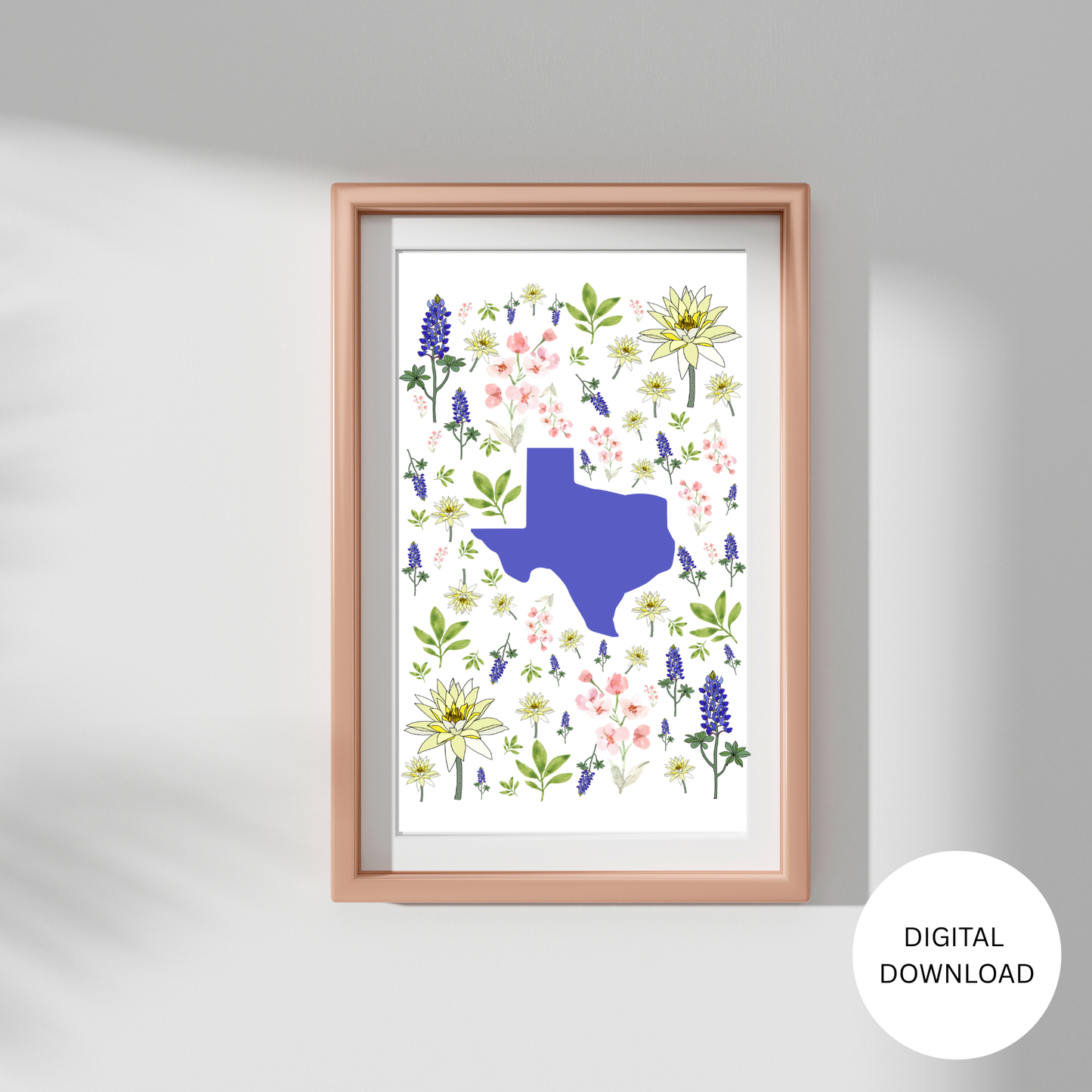 Texas State & State Flower Printable Wall Art – Digital Download