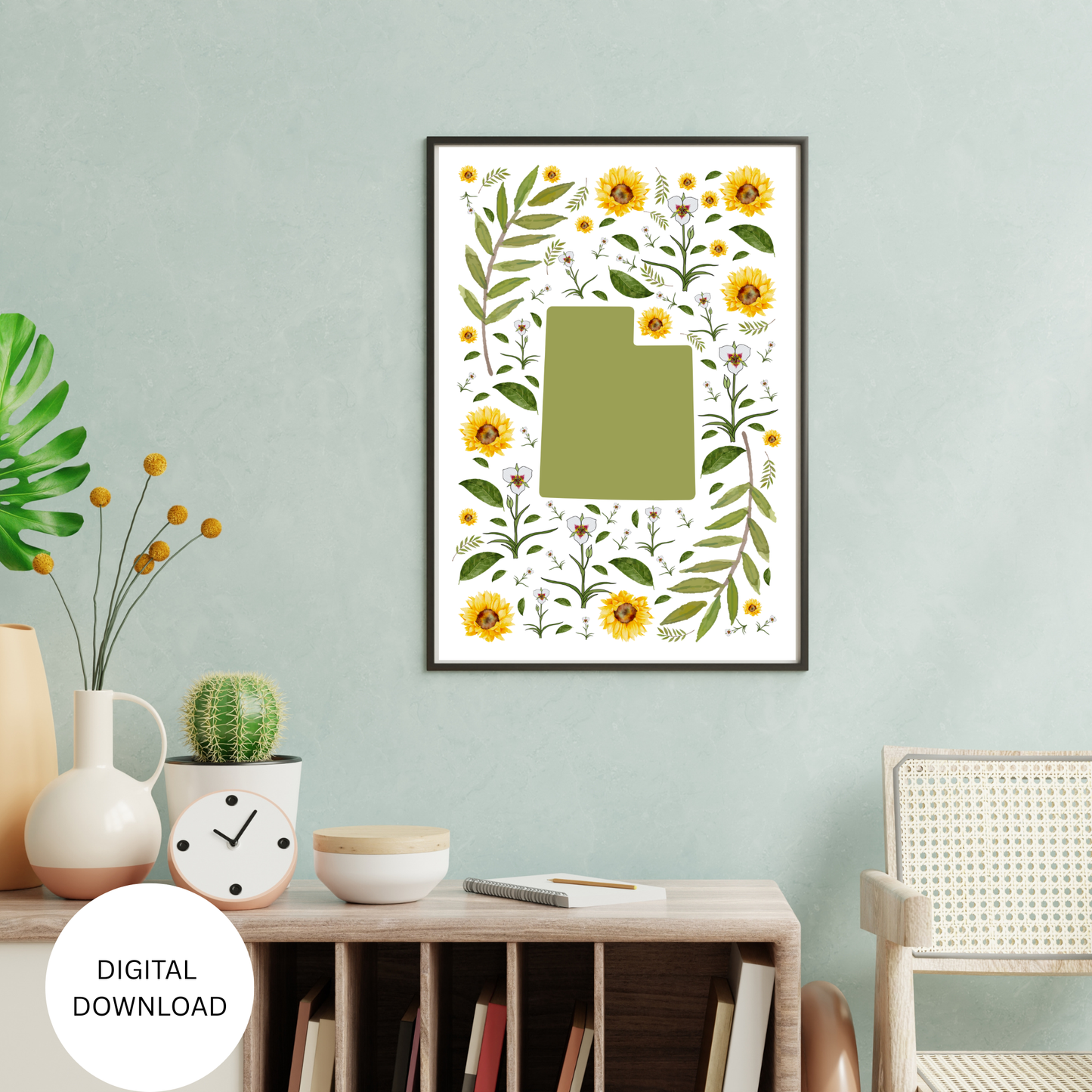 Utah State & State Flower Printable Wall Art – Digital Download