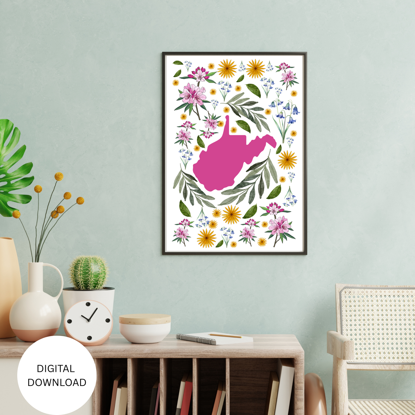 West Virginia State & State Flower Printable Wall Art – Digital Download