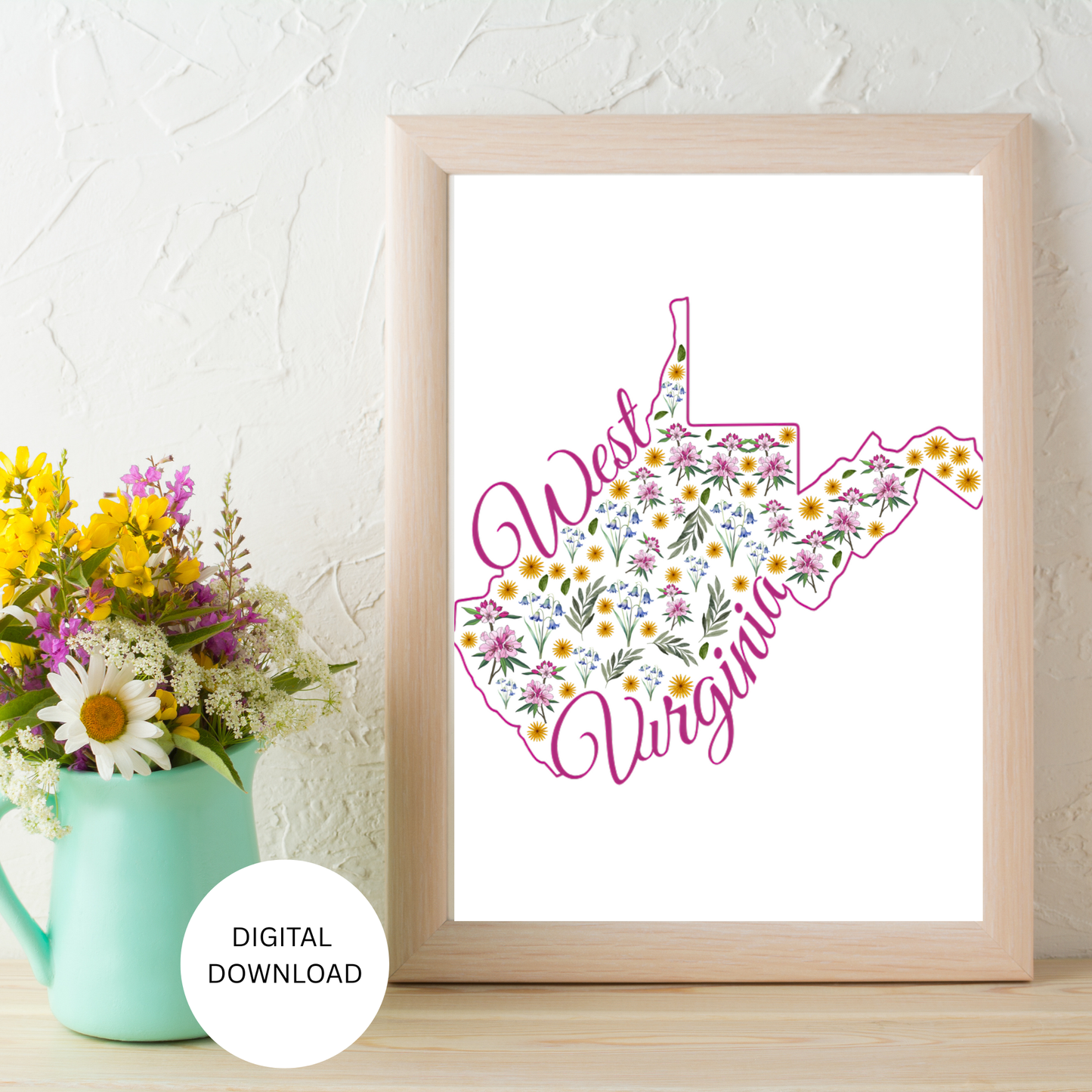 West Virginia State & State Flower Printable Wall Art – Digital Download