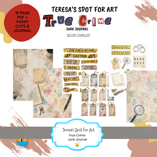 True Crime Junk Journal Printable Kit –Instant 31 page download