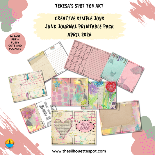 Junk Journal Monthly Bundle for April 2026- 14 Page PDF Junk Journal Printable
