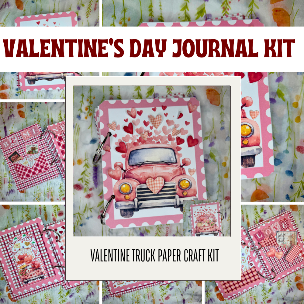 Valentine's Day Memory Keeper Journal Kit – 22-Page Holiday Paper Craft Kit with Ribbons, Ephemera & Video Tutorial