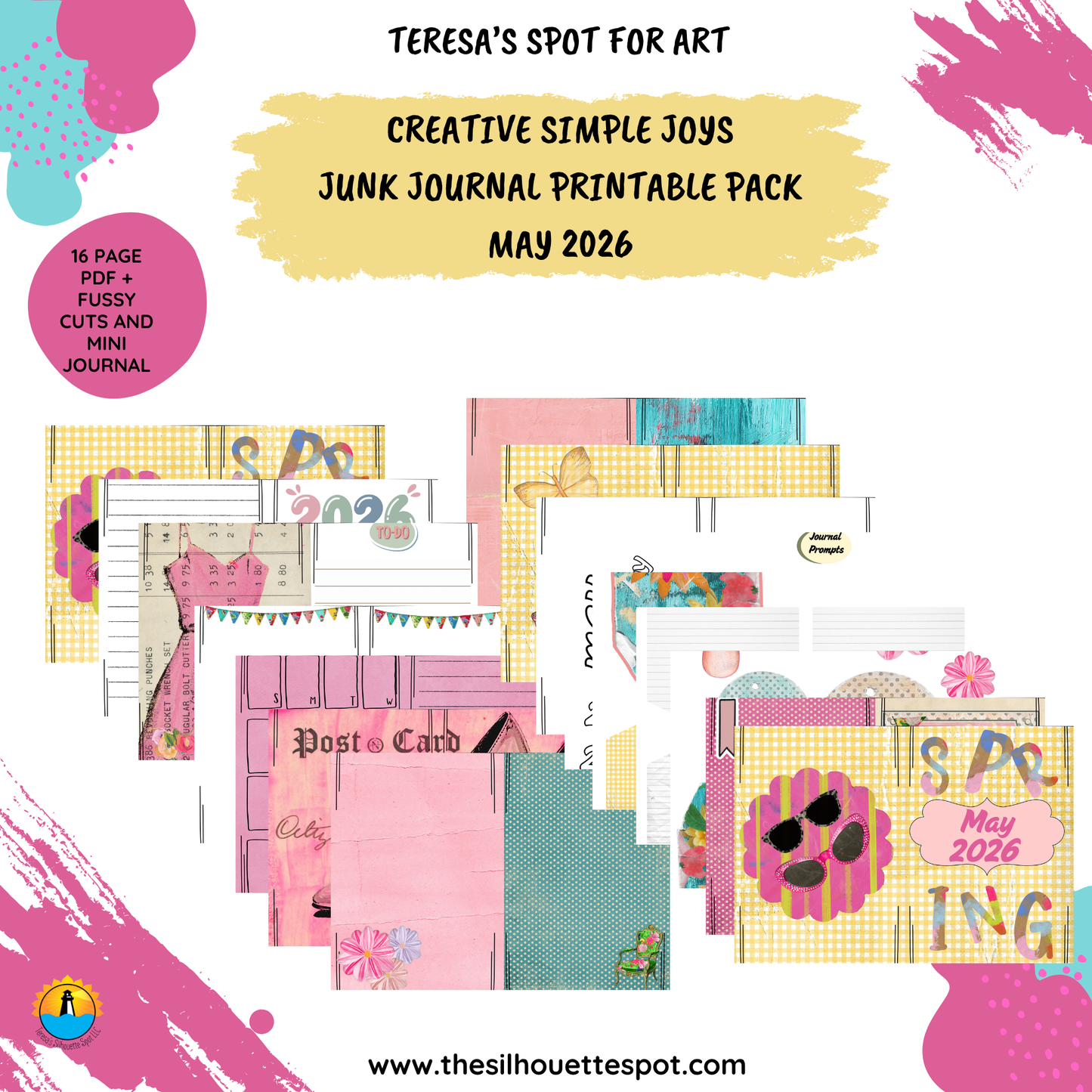 Junk Journal Monthly Bundle for May 2026- 16 Page PDF Junk Journal Printable
