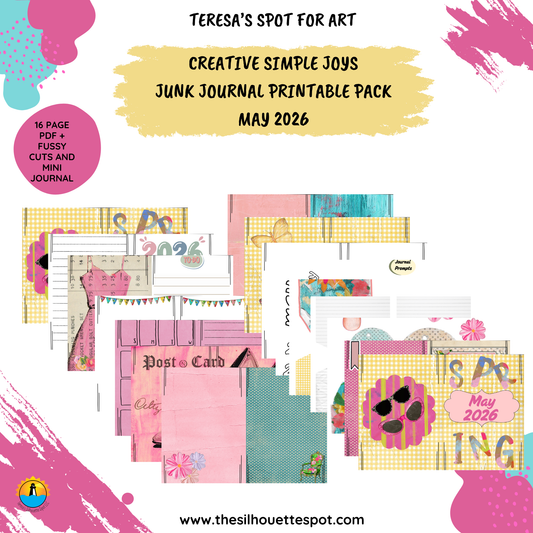 Junk Journal Monthly Bundle for May 2026- 16 Page PDF Junk Journal Printable
