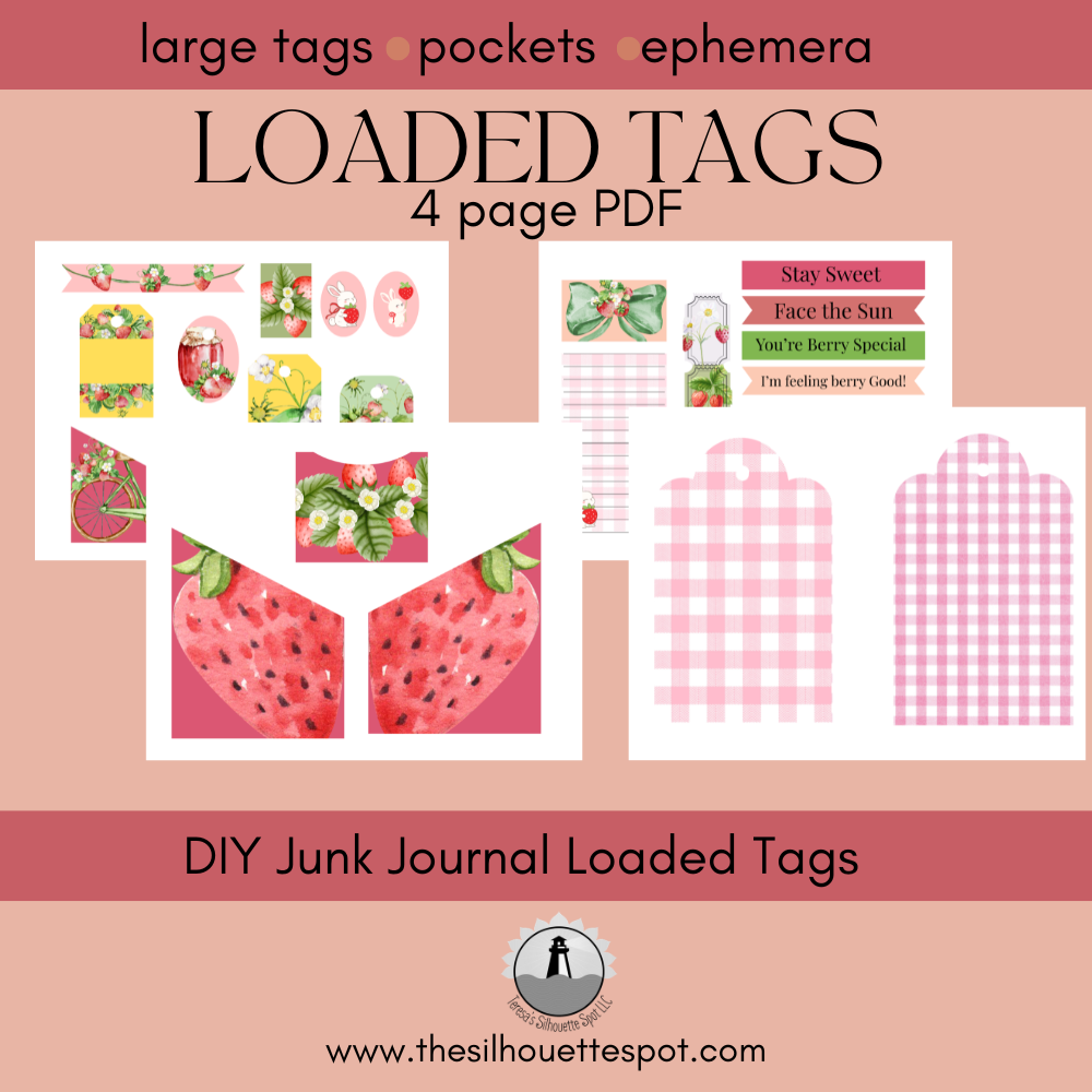 Strawberry Junk Journal Tags Digital Download
