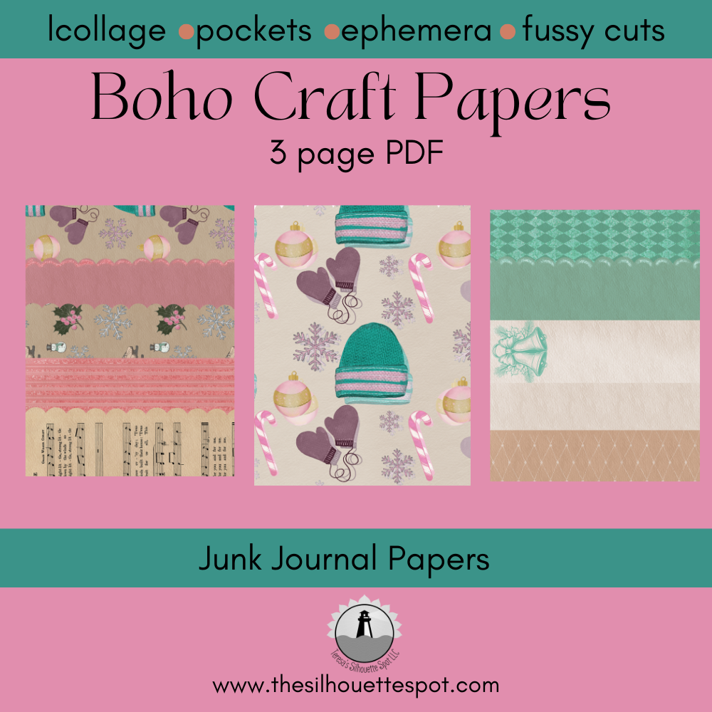 Boho Inspirational Christmas Craft Papers Digital Download