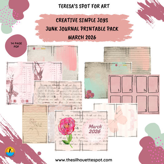Junk Journal Monthly Bundle for March 2026- 14 Page PDF Junk Journal Printable