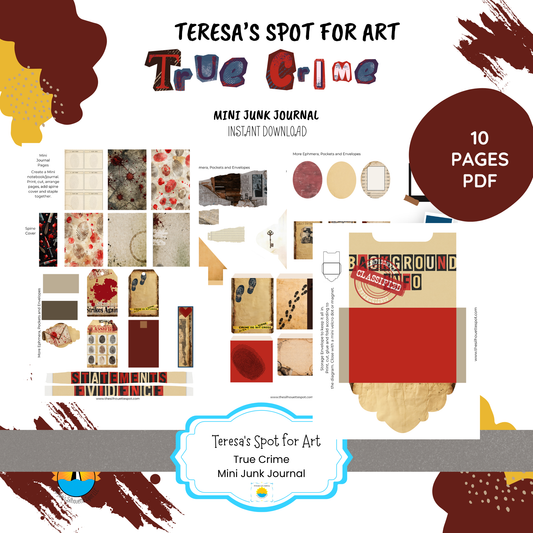 True Crime MIni Junk Journal Printable Kit –Instant 10 page Download