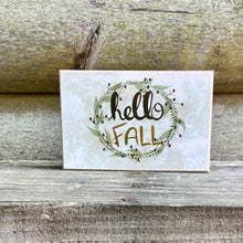 Load image into Gallery viewer, Hello Fall Small 4x6 Fall Signs: Pastel Earth Tone Prints on Smooth Wood
