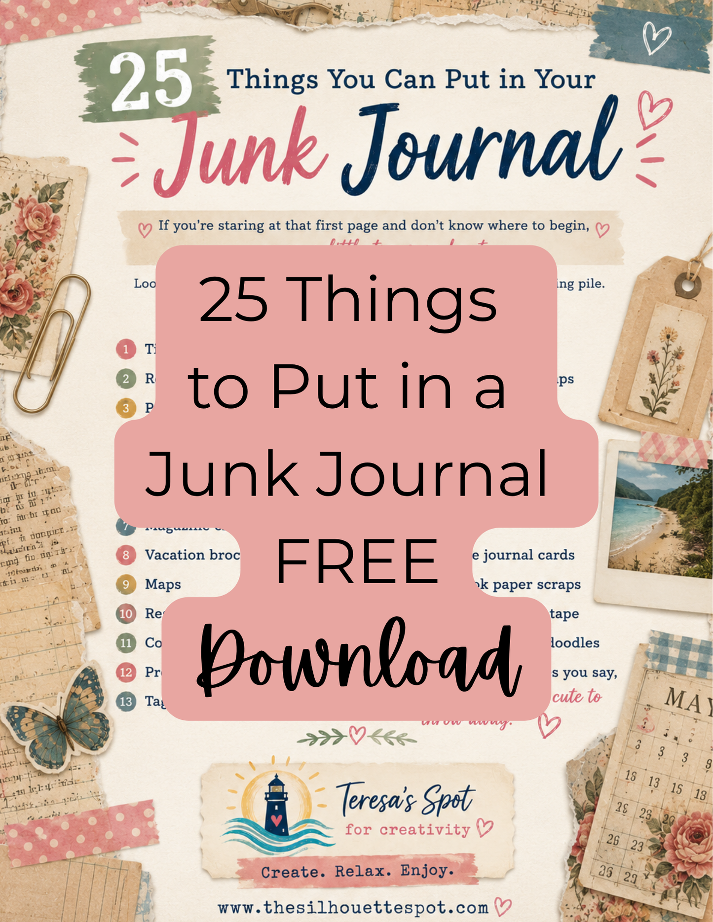 25 Things to Put in Your Junk Journal | FREE Beginner Junk Journal Printable