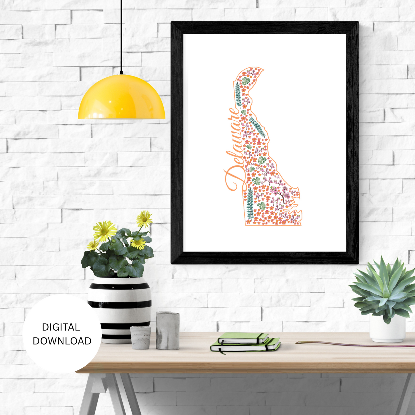 Delaware US State Digital Wall Art Printable, Minimalistic Delaware State Flower Art, Digital Download Delaware State Art,