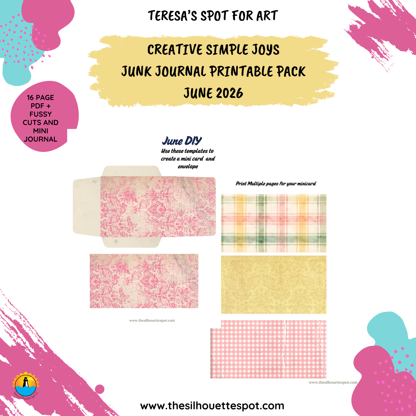 Junk Journal Monthly Bundle for June 2026- 18 Page PDF Junk Journal Printable