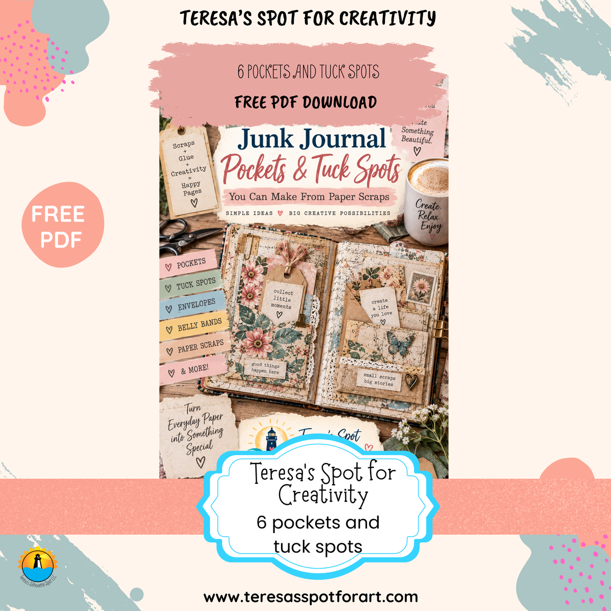 6 Tucks and Pockets for Beginner Junk Journaling-Free PDF