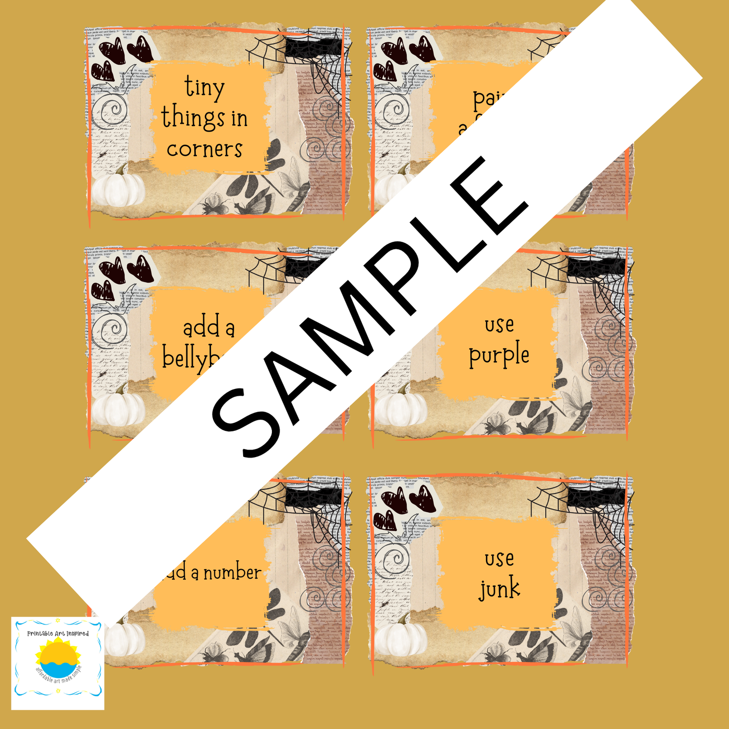 Journal Prompt Deck of Cards with Box, Halloween Themed PDF Download