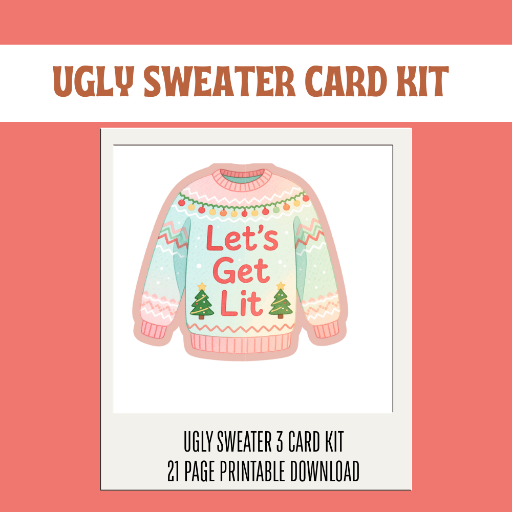 Ugly Sweater DIY 3 Card Paper Craft Kit