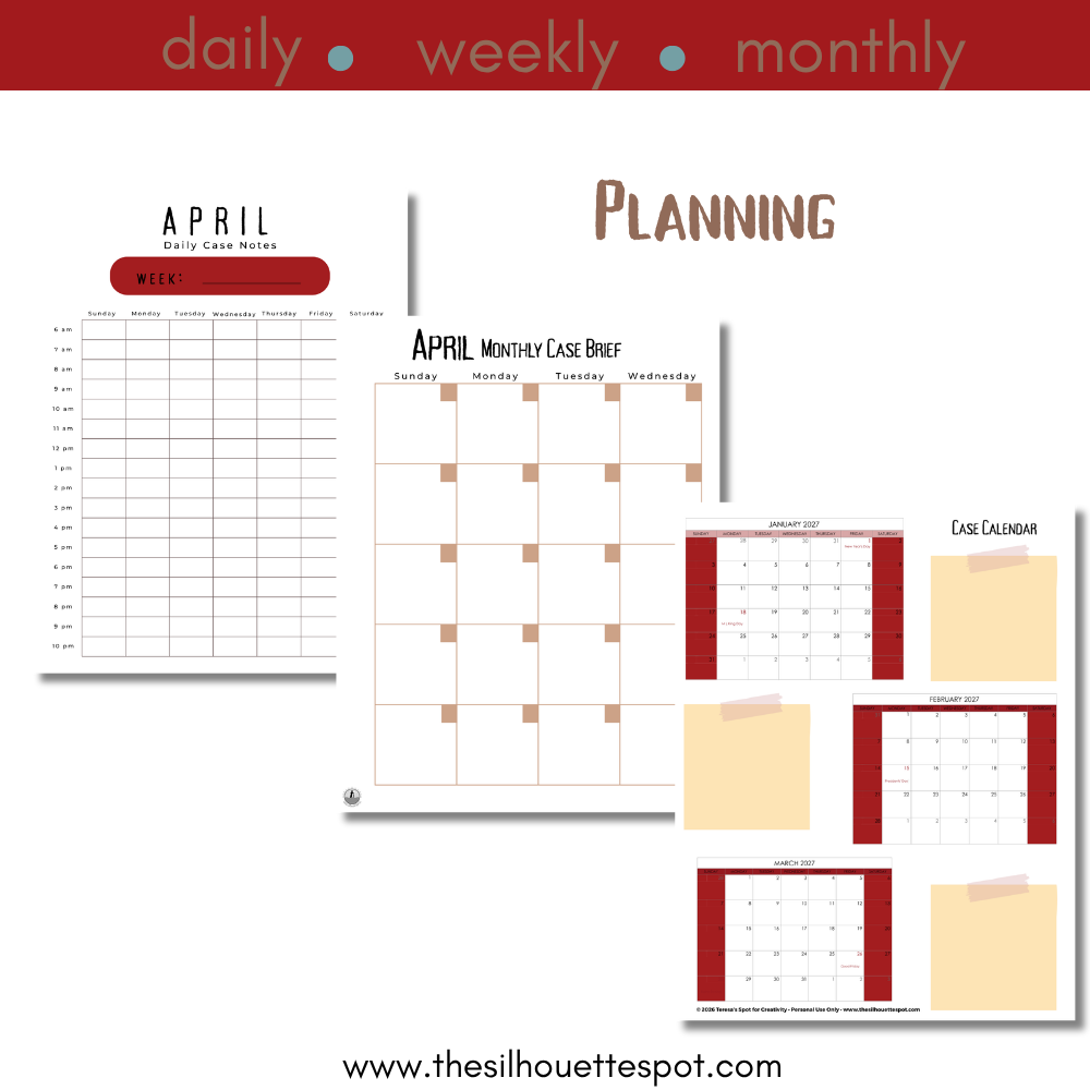 2027 True Crime Business Planner | 202-Page Printable Daily, Weekly & Monthly Digital Planner