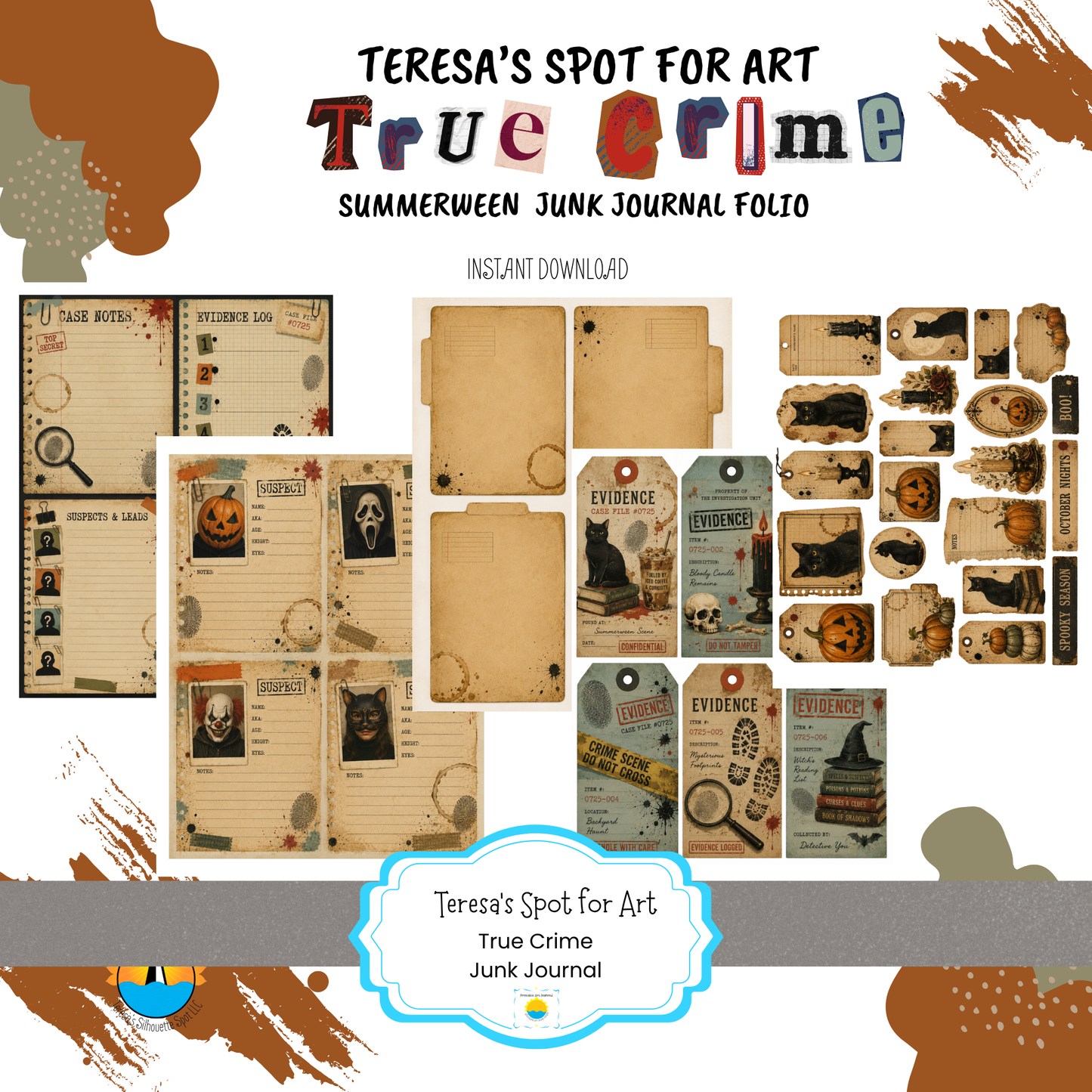 Printable True Crime Junk Journal | 21  Pages for True Crime Book Lovers | Instant Download (Copy)