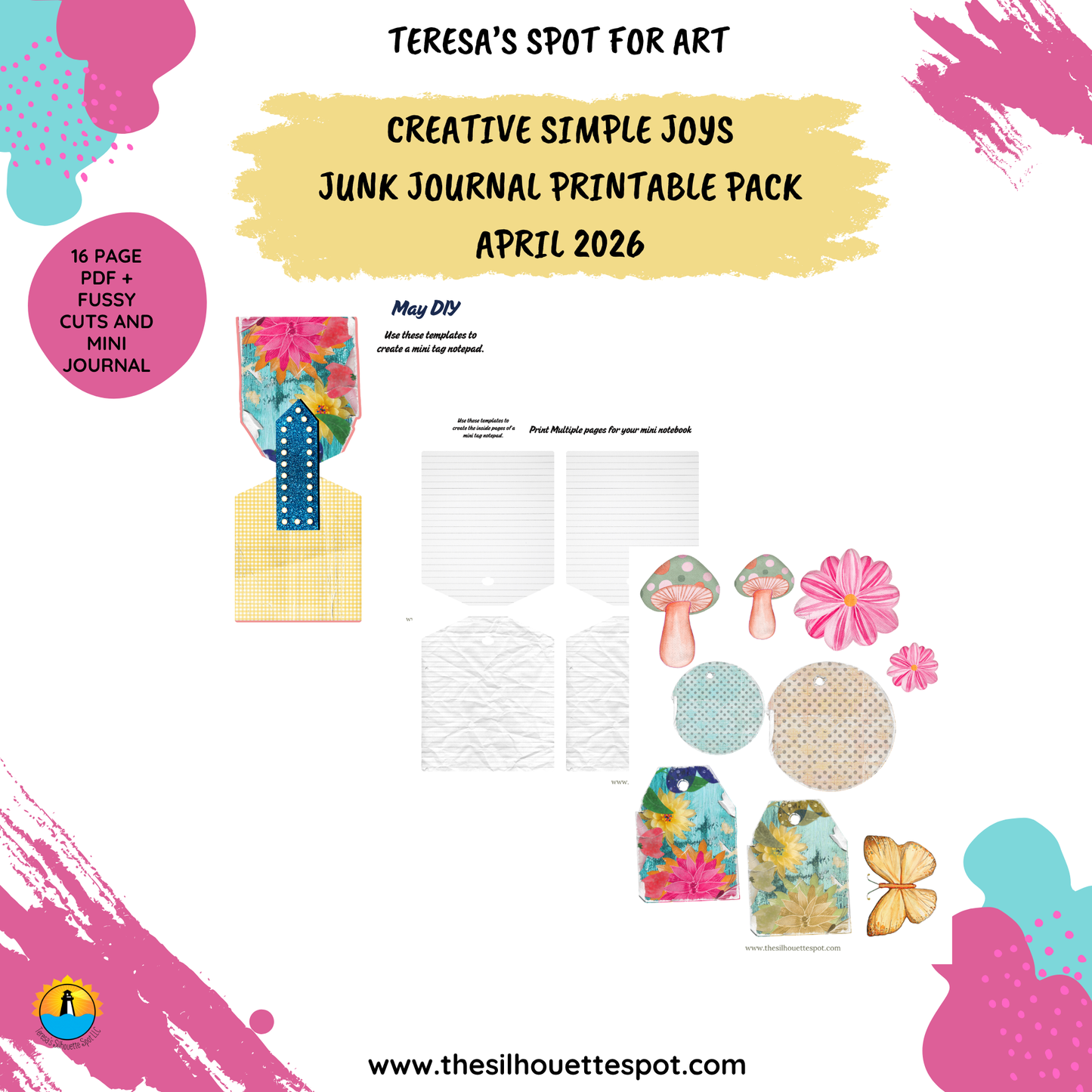 Junk Journal Monthly Bundle for May 2026- 16 Page PDF Junk Journal Printable