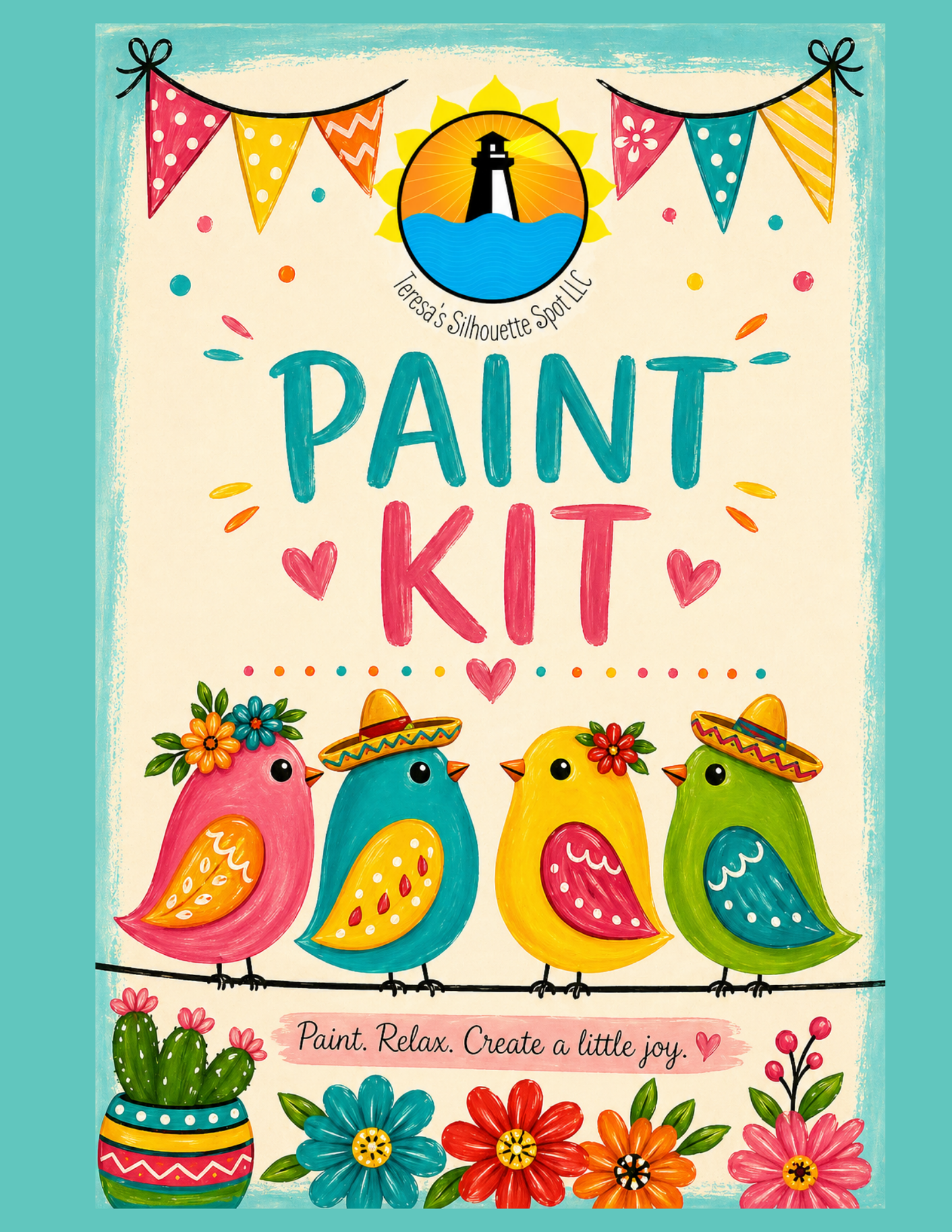 Happy Birds Beginner Acylic Painting Tracer Stencil and Supply List
