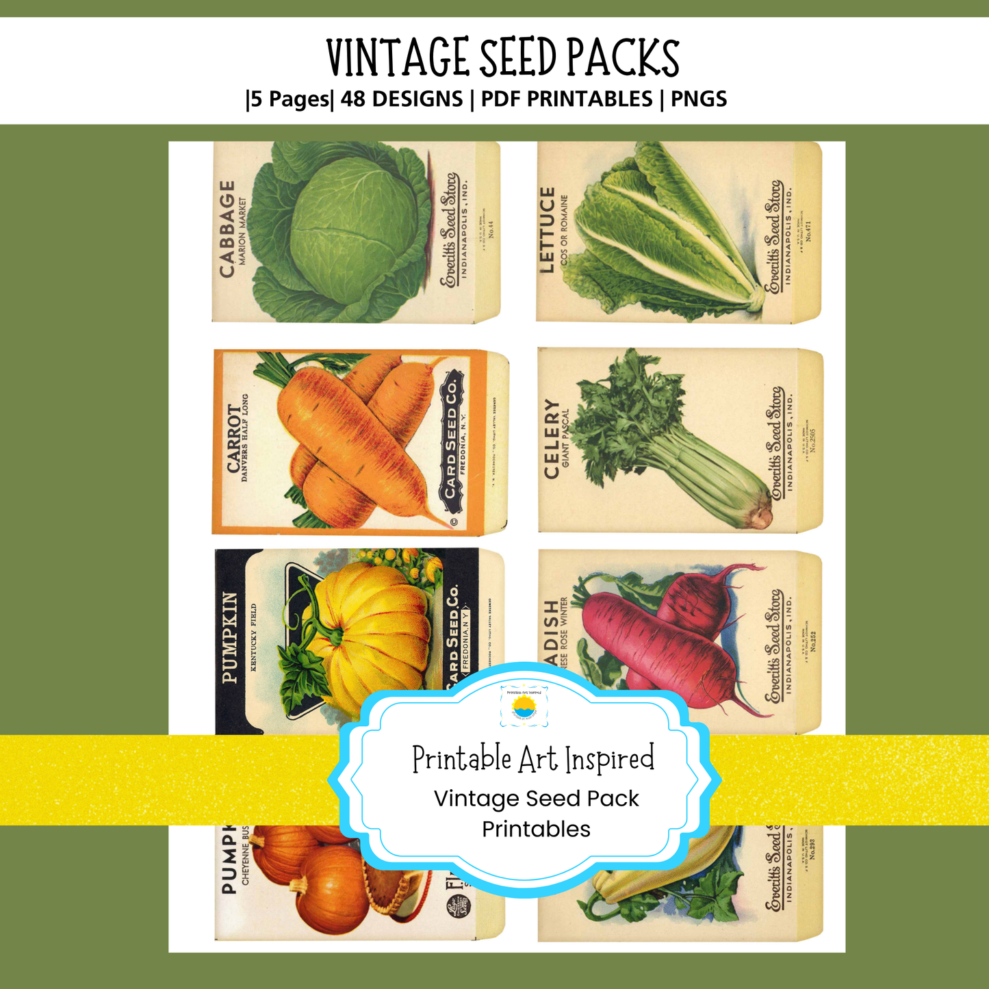 Vintage Seed Pack Printables for Journaling, Collage & Creative Crafts 5 page PDF Instant Download