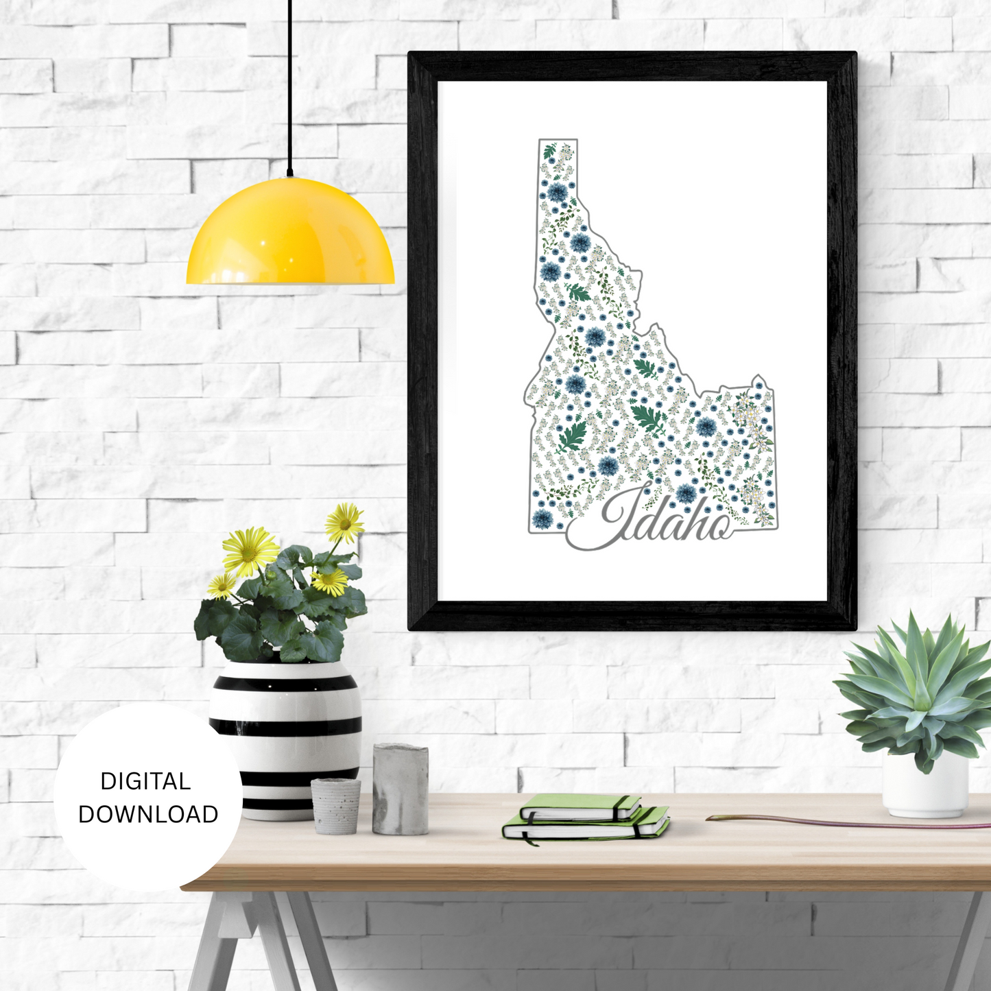 Idaho US State Digital Wall Art Printable, Minimalistic IdahoState Flower Art, Digital Download Idaho State Art