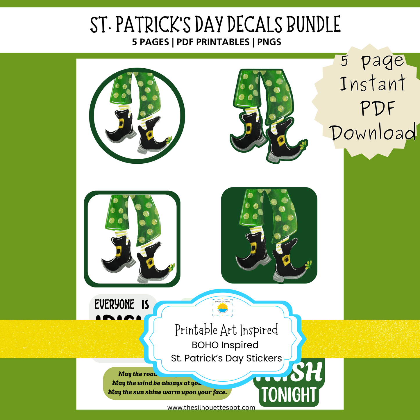 St. Patrick’s Day Stickers – Digital Download | Junk Journal, Planner & Craft Stickers