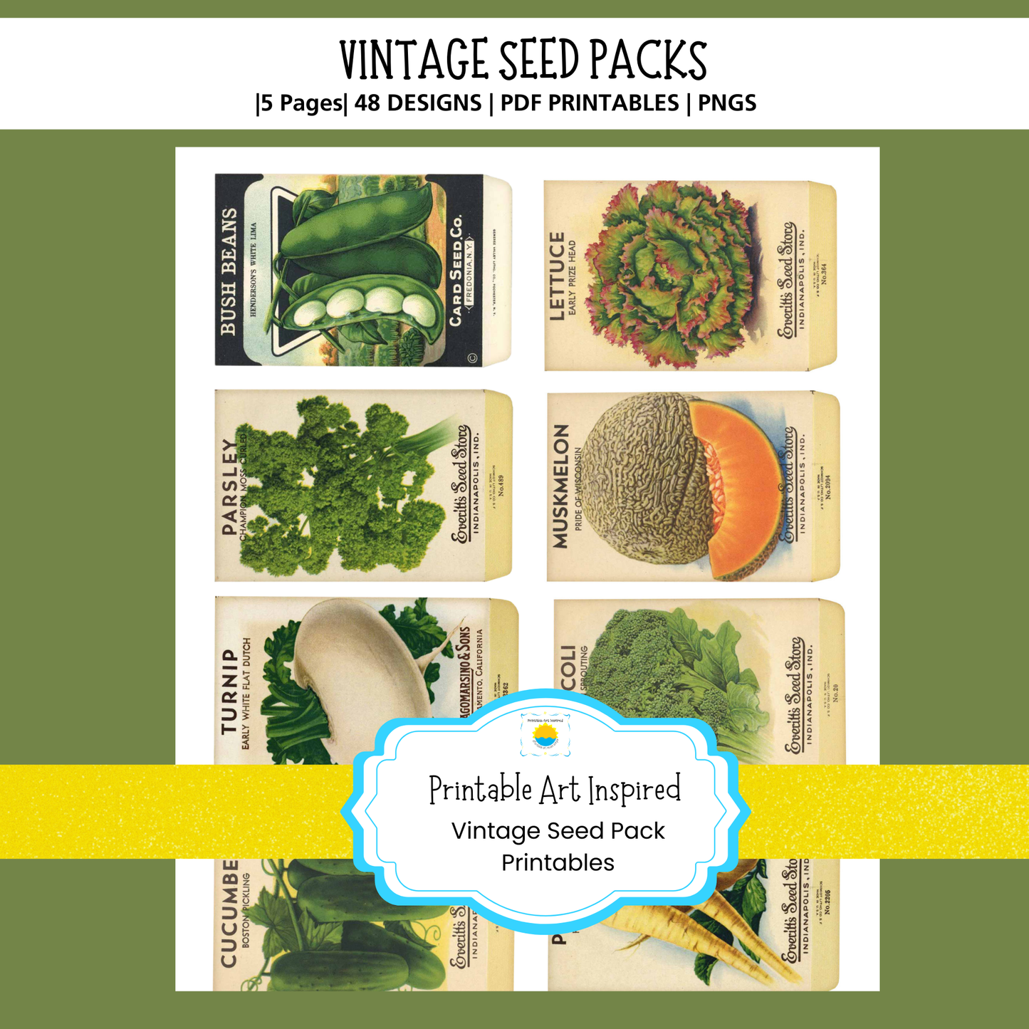 Vintage Seed Pack Printables for Journaling, Collage & Creative Crafts 5 page PDF Instant Download