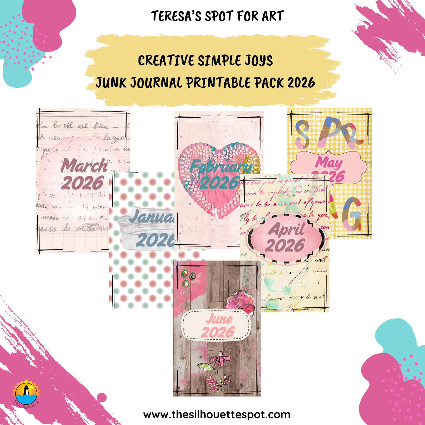 Junk Journal Monthly Bundle for June 2026- 18 Page PDF Junk Journal Printable