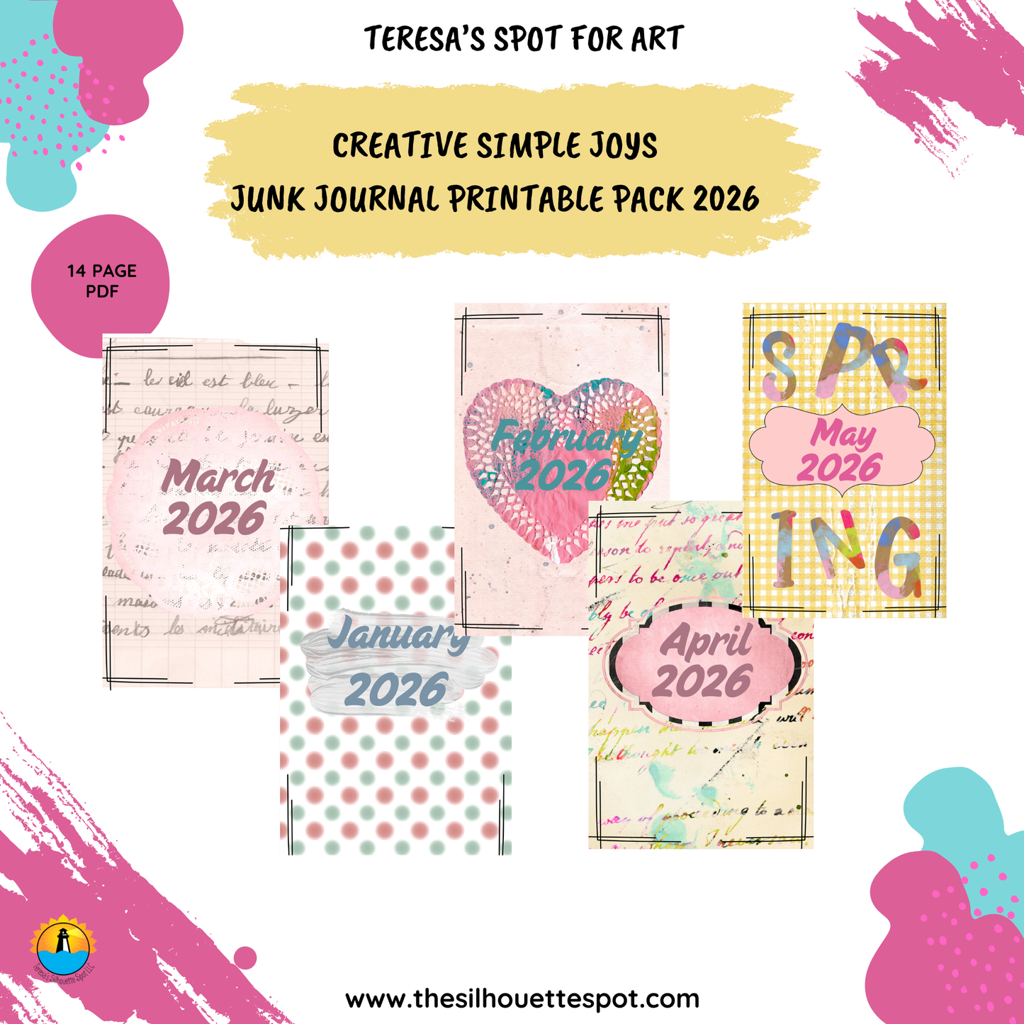 Junk Journal Monthly Bundle for May 2026- 16 Page PDF Junk Journal Printable