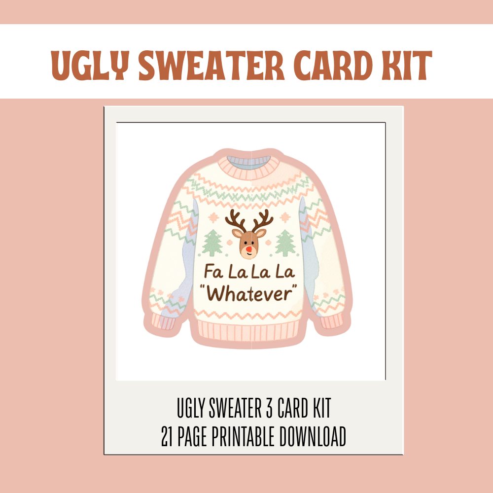 Ugly Sweater DIY 3 Card Paper Craft Kit