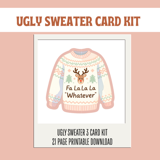 Ugly Sweater DIY 3 Card Paper Craft Kit