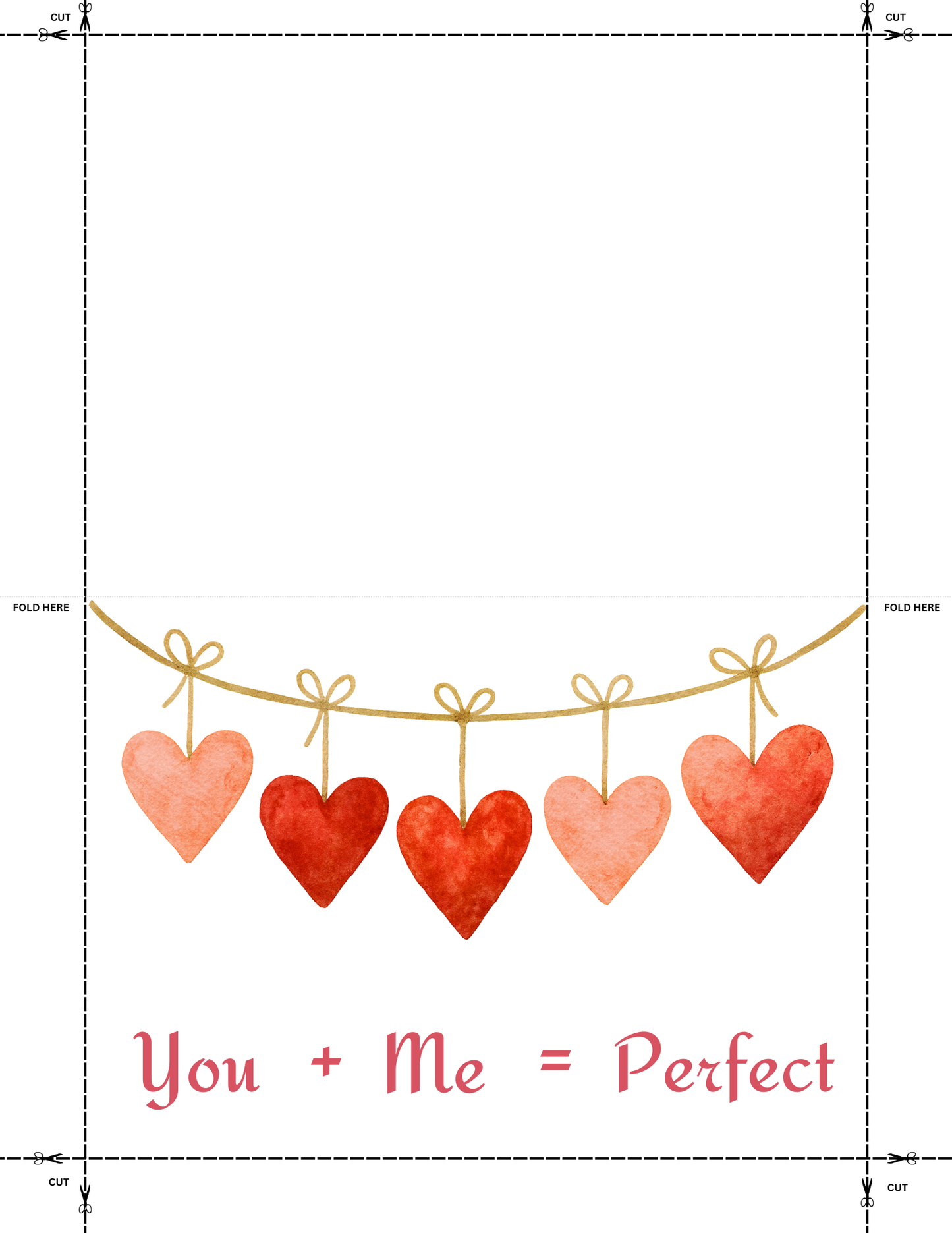 Set of 6  Watercolor Valentine Cards (Printable Digital Download)