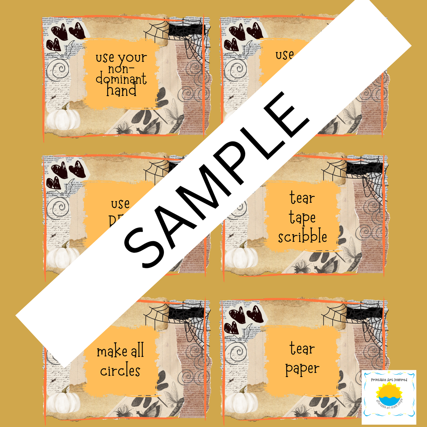 Journal Prompt Deck of Cards with Box, Halloween Themed PDF Download