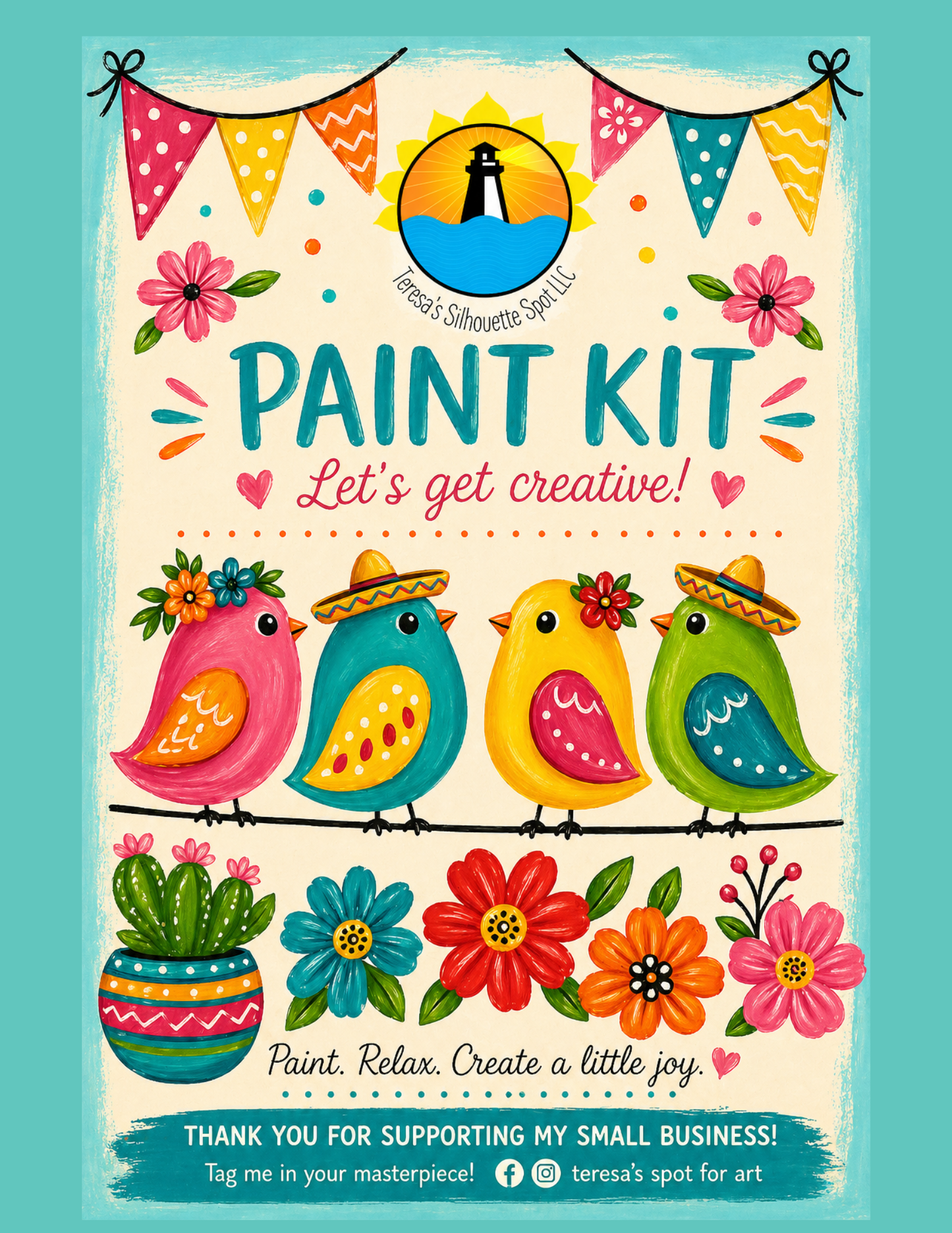 Happy Birds Beginner Acylic Painting Tracer Stencil and Supply List