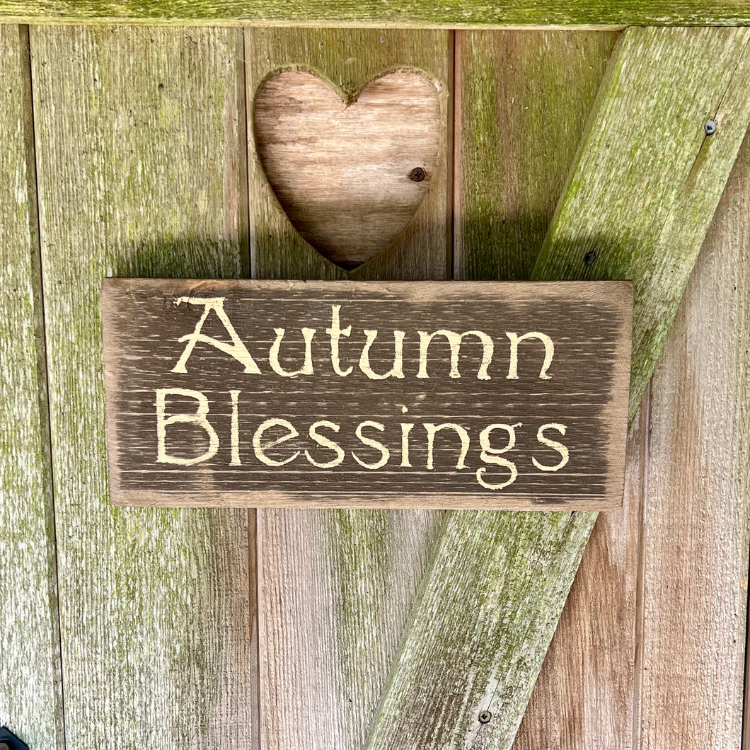 Farmhouse Rustic Wood Fall Autumn Blessings Home Decor Sign