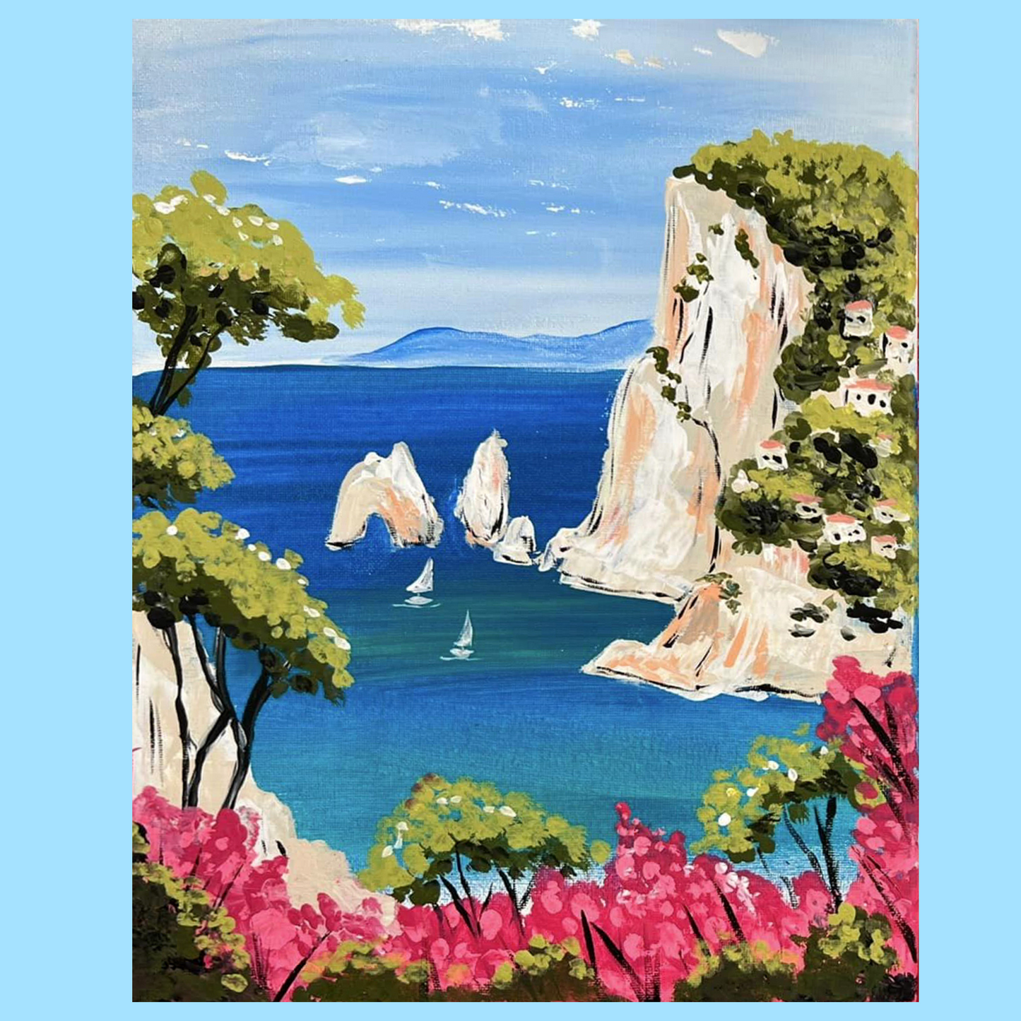 How to Paint the coast of Capri Complete Art Kit