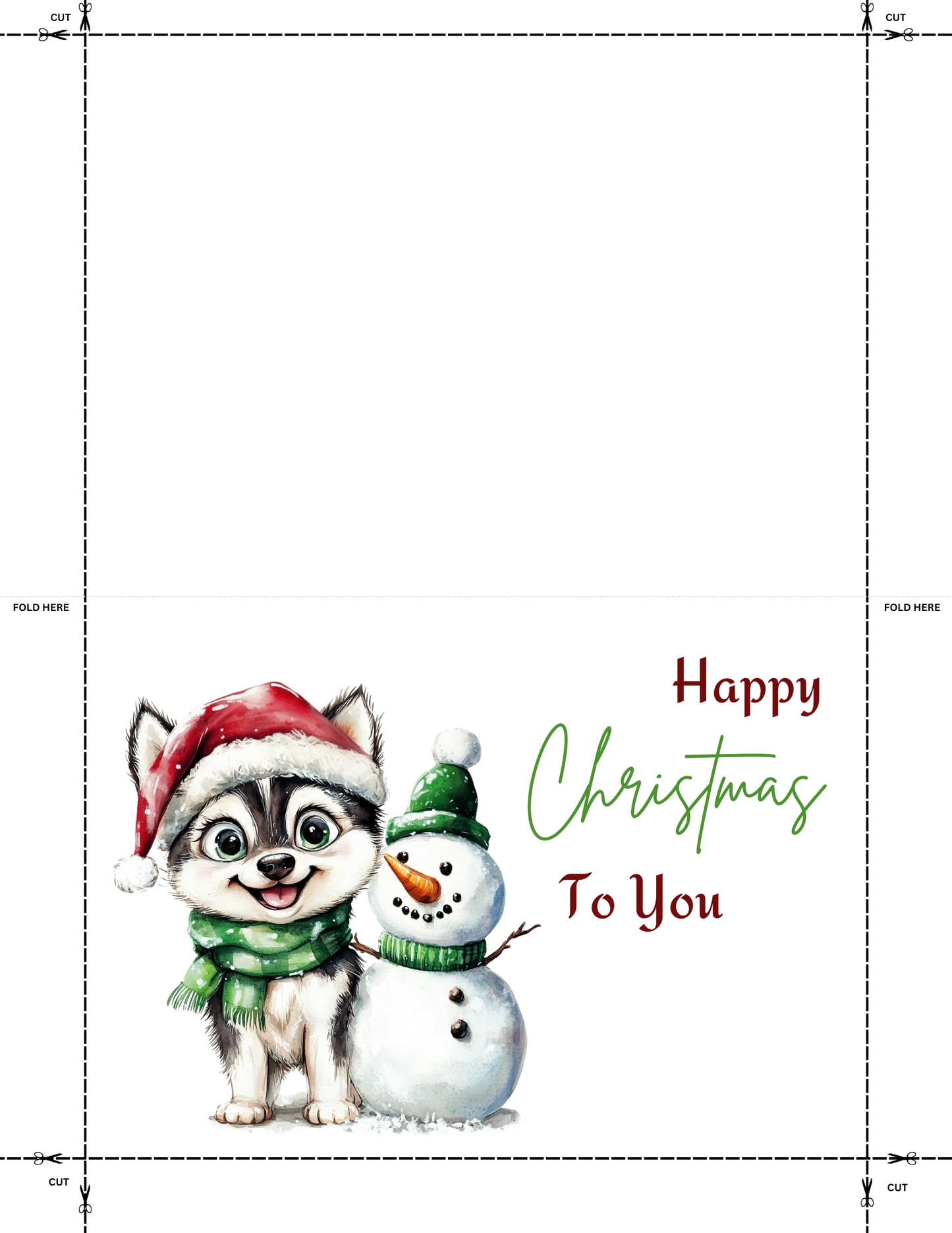 Set of 5 Free Husky-Themed Christmas Cards (Printable Digital Download)