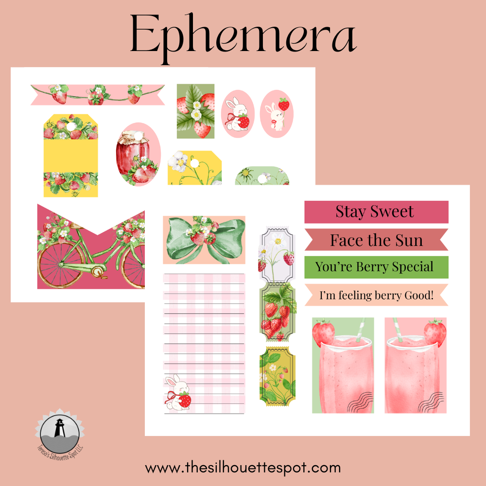 Strawberry Junk Journal Tags Digital Download