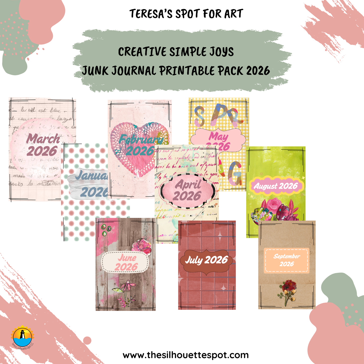 Junk Journal Monthly Bundle for September 2026- 16 Page PDF Junk Journal Printable