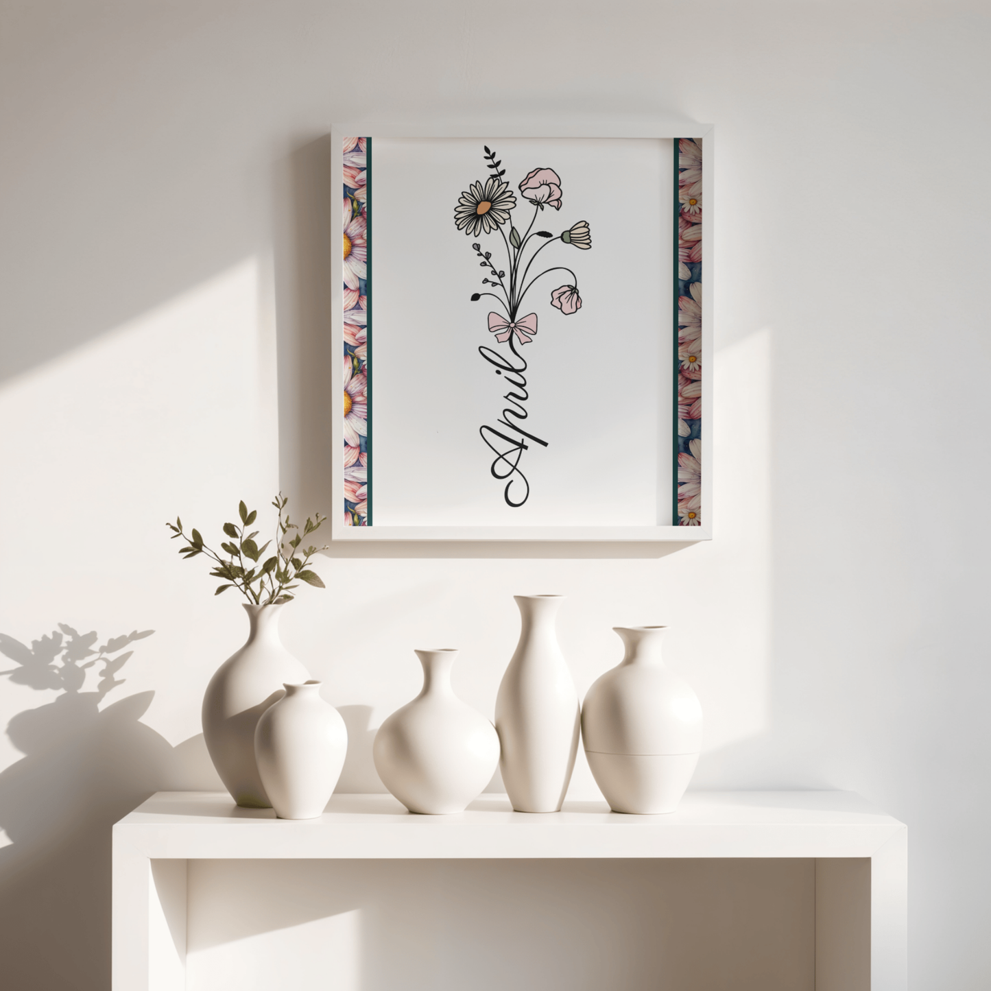 Boho April Birthday Flower  Printable Art Bundle — 84 File Digital Download