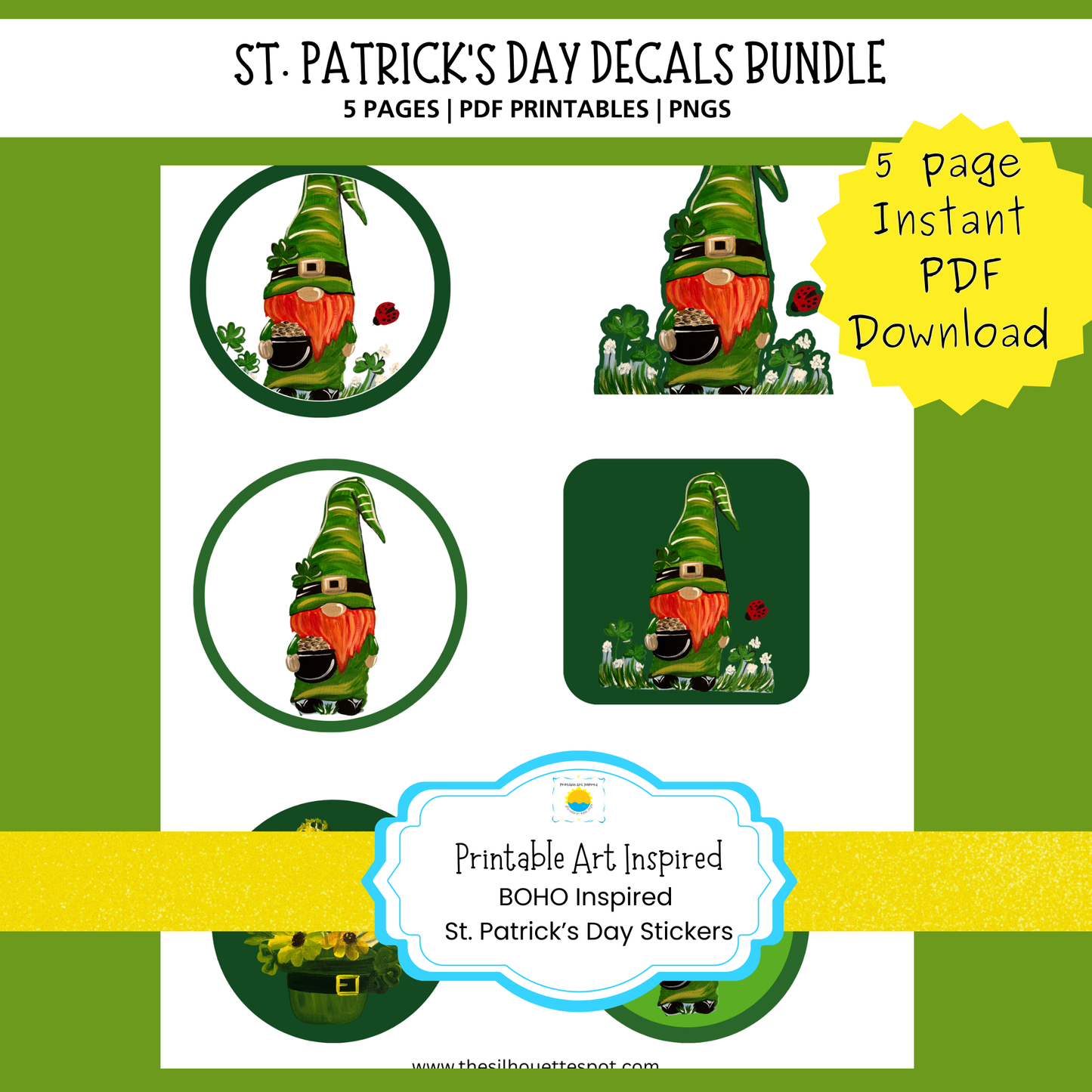 St. Patrick’s Day Stickers – Digital Download | Junk Journal, Planner & Craft Stickers