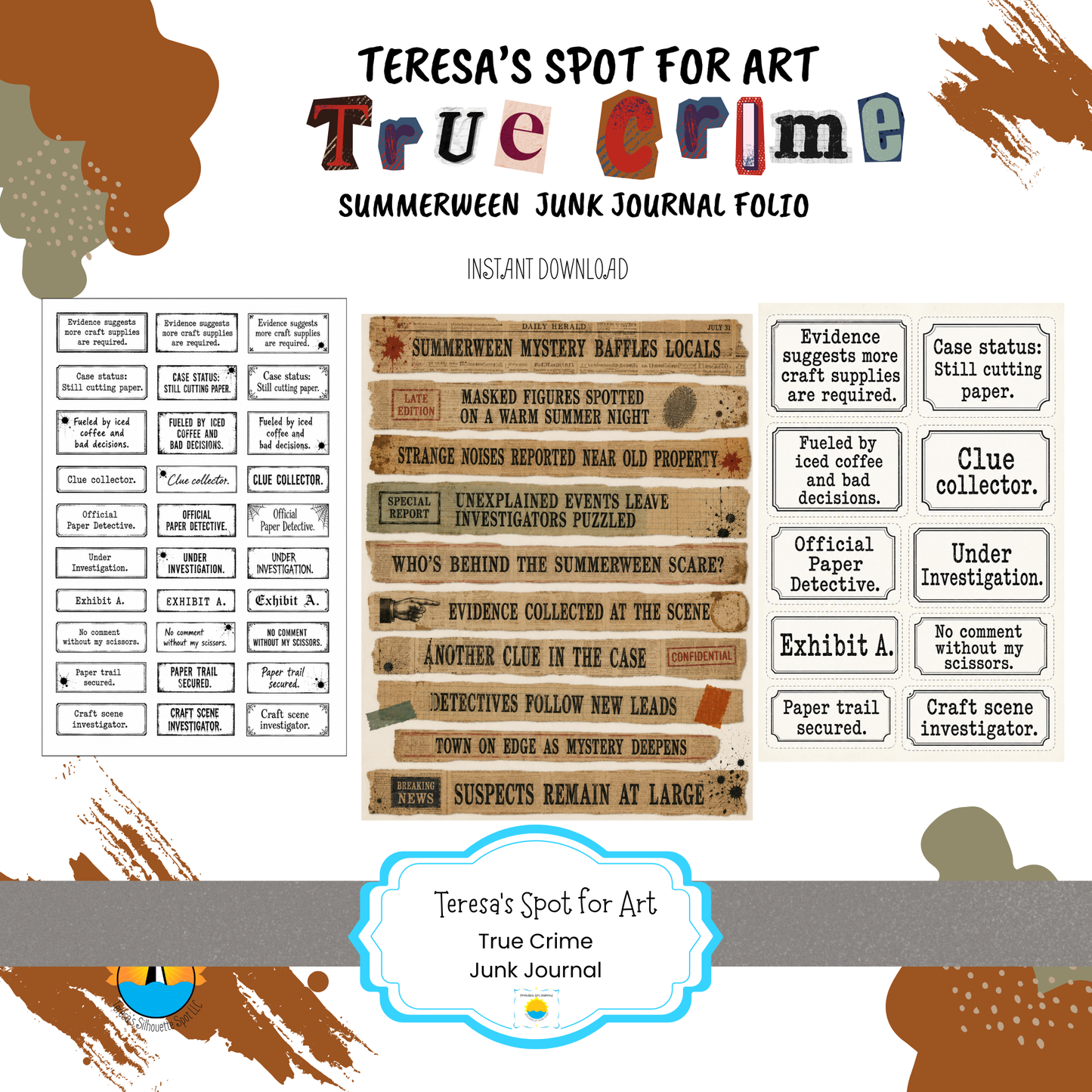 Printable True Crime Junk Journal | 21  Pages for True Crime Book Lovers | Instant Download (Copy)